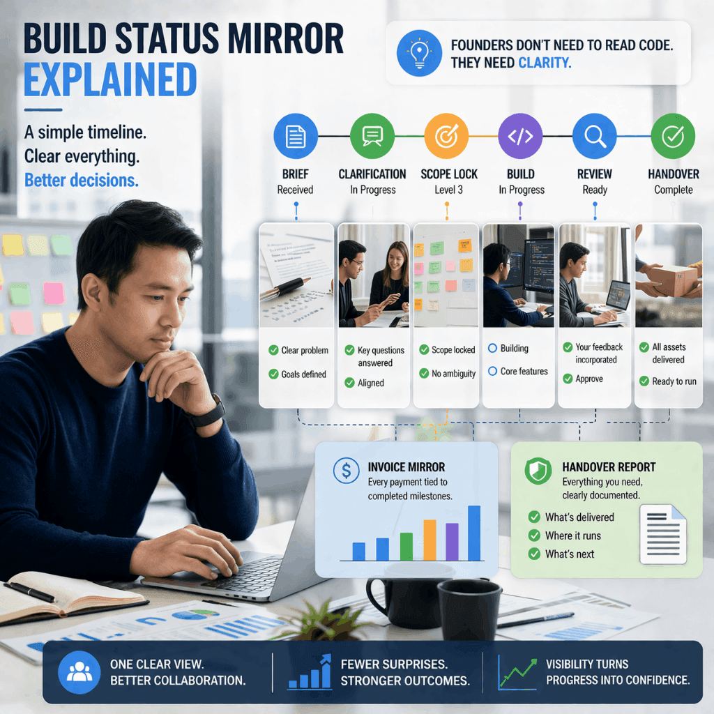 Build Status Mirror là gì và vì sao founder cần một timeline dễ hiểu