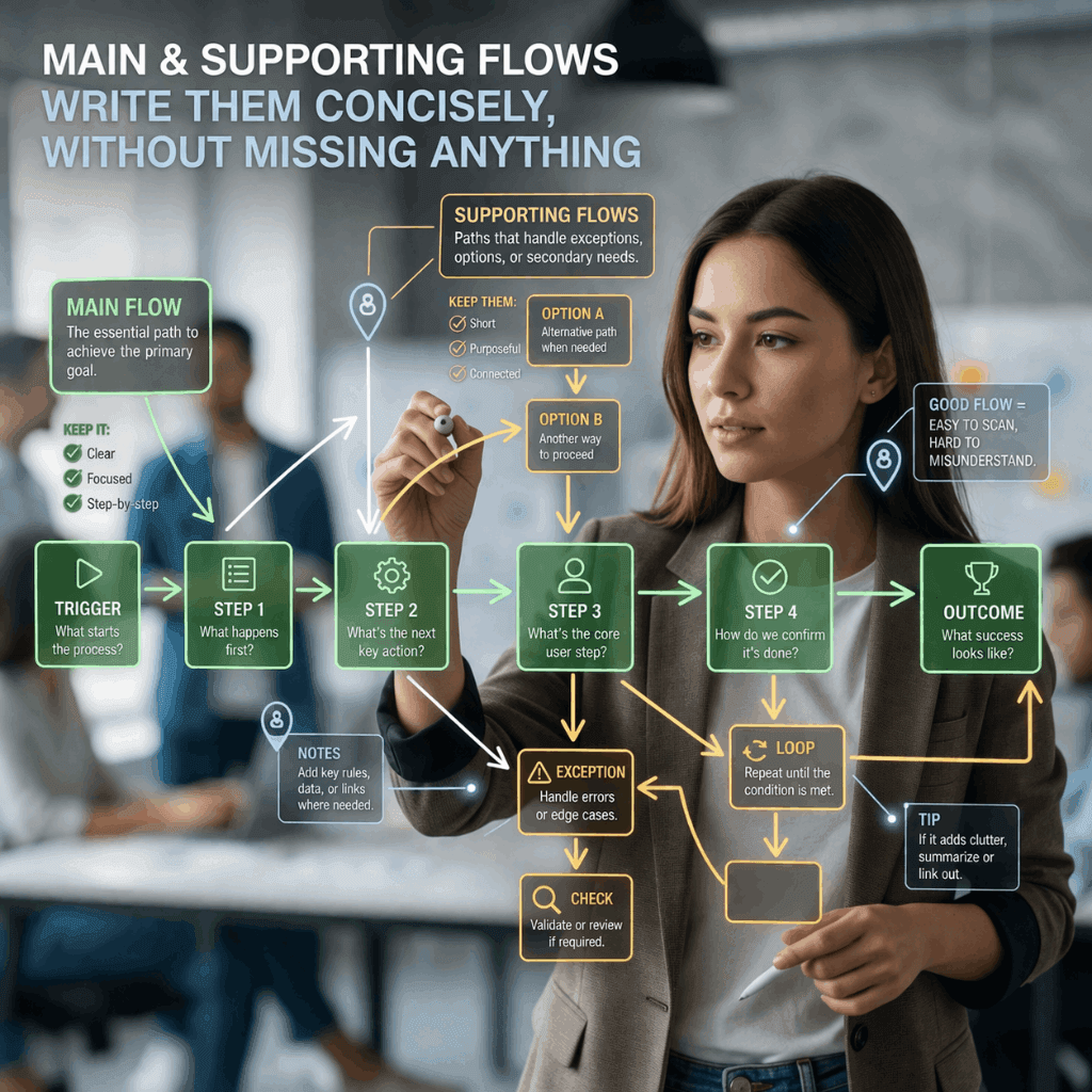 Flow chính và flow phụ: viết sao cho gọn mà không thiếu
