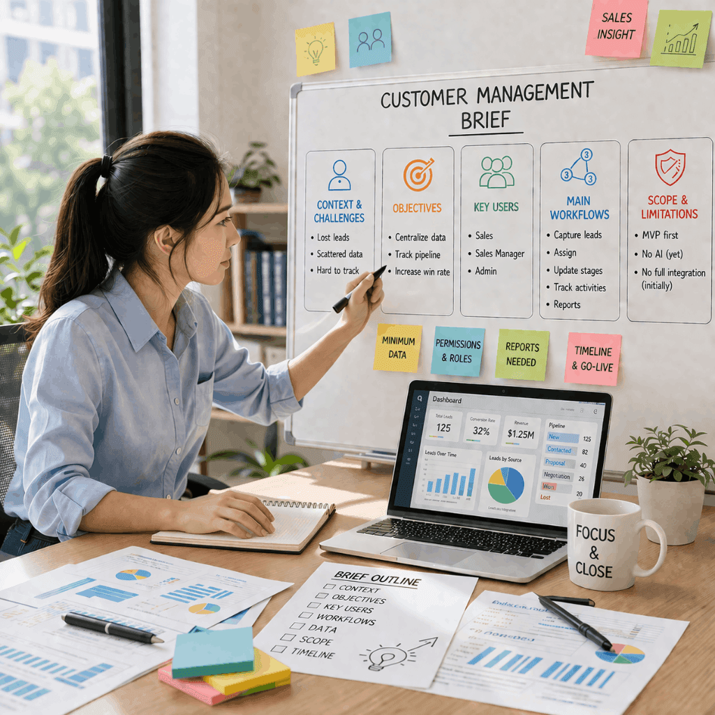 Đội sales nội bộ có thể biến bài toán quản lý khách hàng thành brief ra sao?