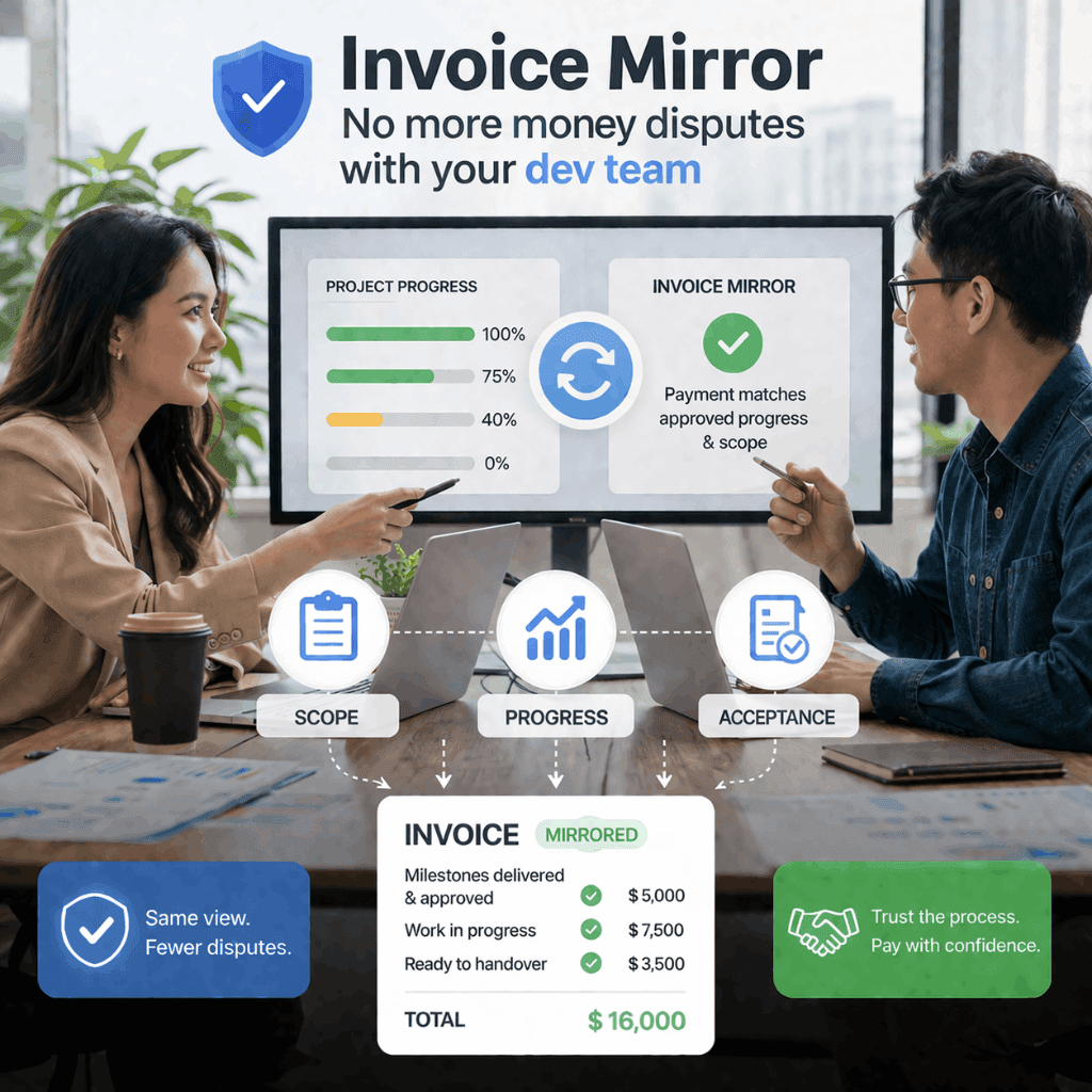 Invoice Mirror giúp tránh tranh cãi tiền bạc với đội thi công thế nào